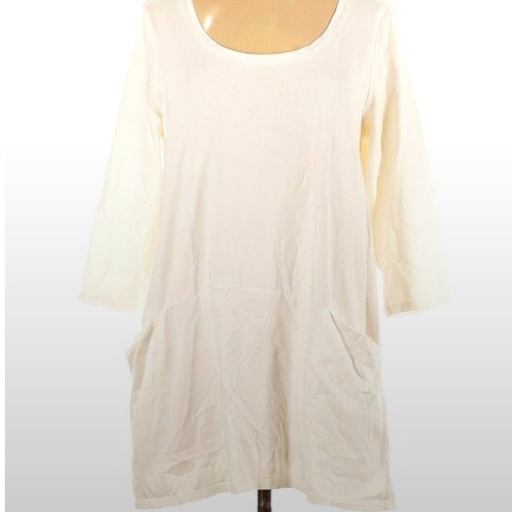 Pure jill Pima Cotton White 3/4 Sleeve Tunic/Dress Size M